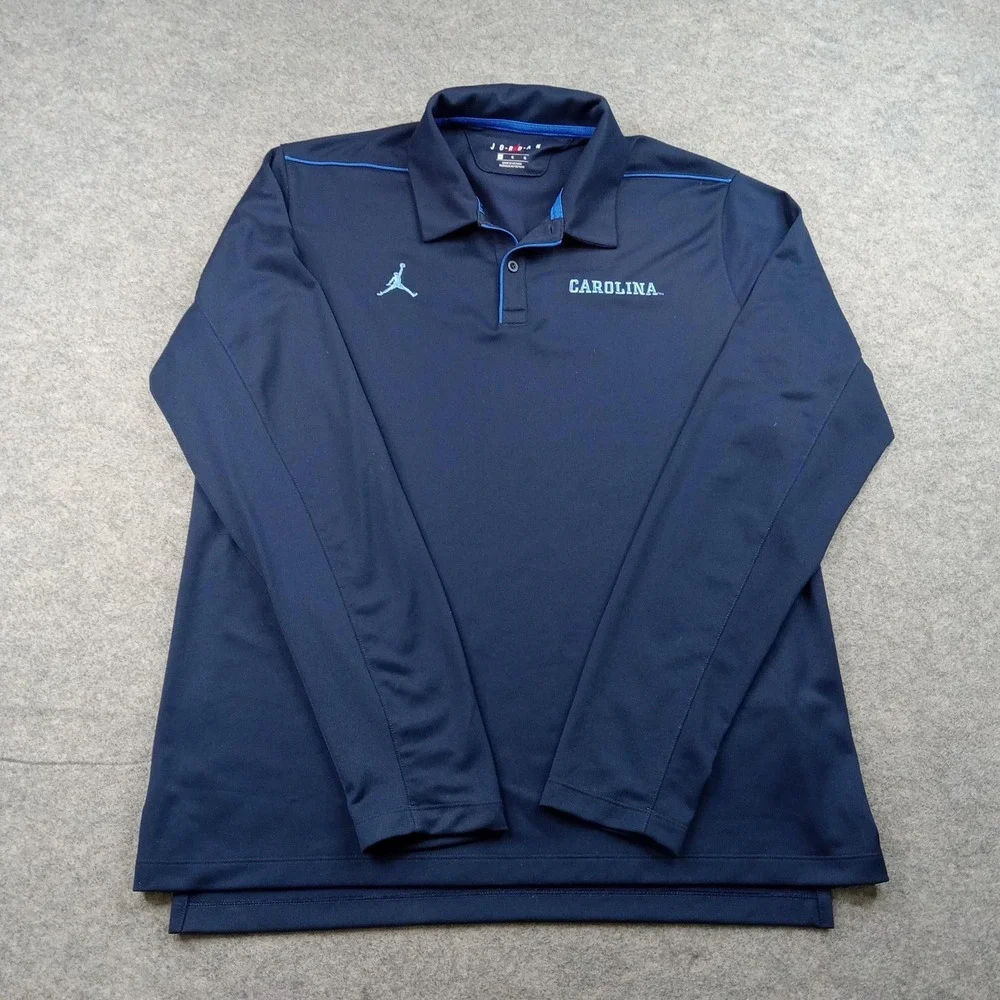 North Carolina Tar Heels Shirt Mens Large‎ Navy Blue NCAA Basketball Jordan Polo